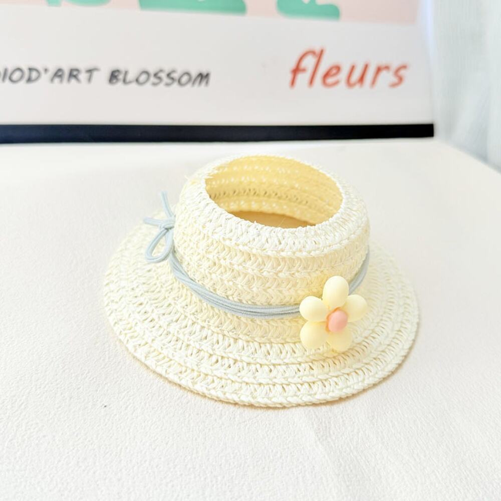 4inch bag charm cute custom fashion accessories - flower straw hat - 0712H11